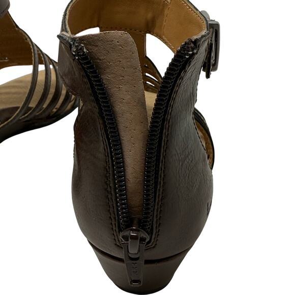 BOC Born Concept Brown Gladiator Wedge Sandals Women’s 6 Zip Back Comfort - Picture 7 of 8